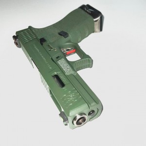 Страйкбольный пистолет WE GLOCK-17 G-Force зеленый, хромированный ствол WE-G001WET-12